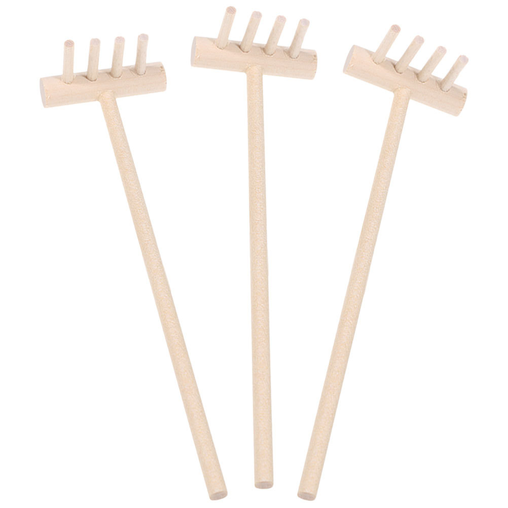 Zen Gardening Tools - ชุดคราดไม้ไผ่ขนาดเล็ก 3 ชิ้น สำหรับสวนเซน โต๊ะทราย อุปกรณ์ตกแต่งโต๊ะทราย