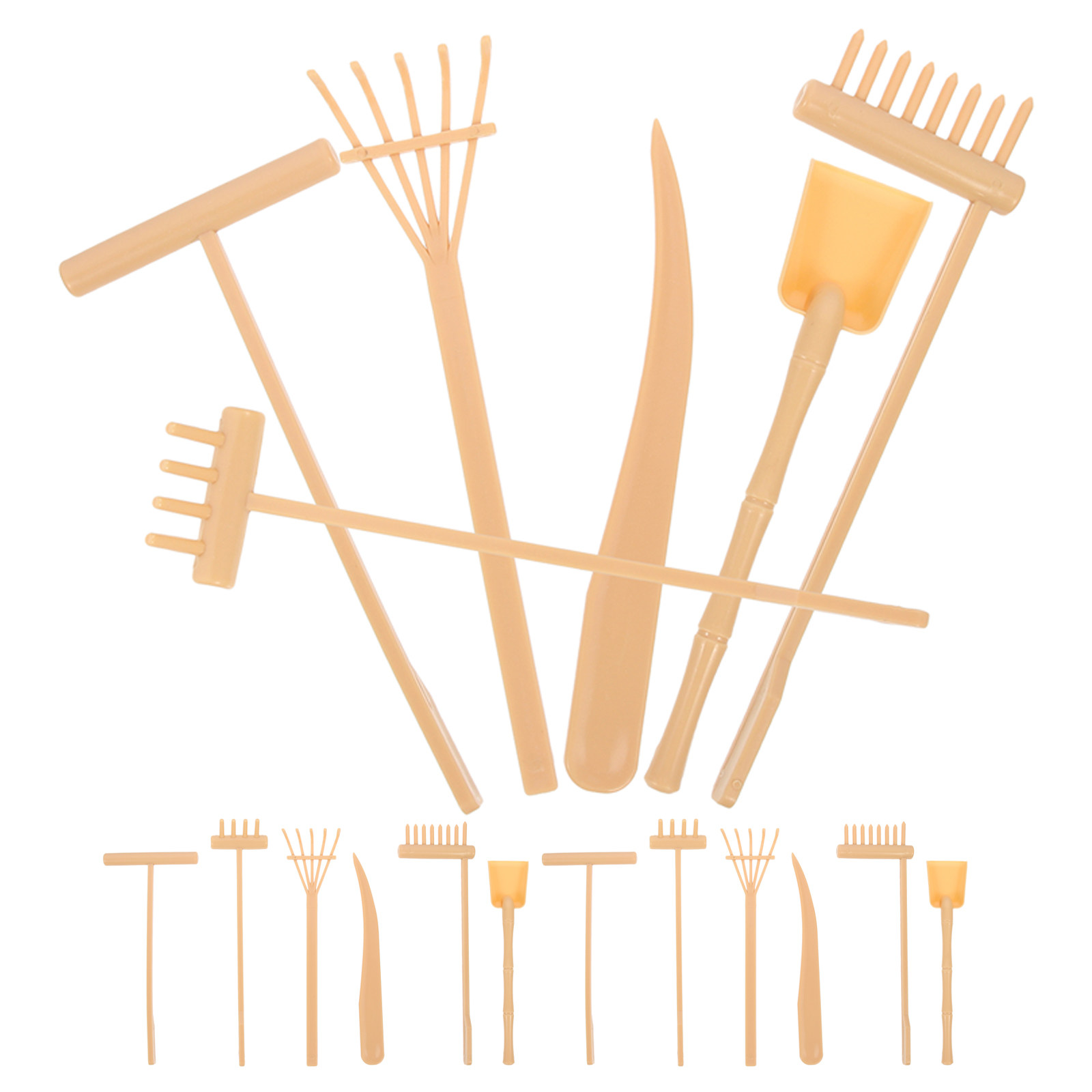 Zen Gardening Tools - ชุด 3 ชิ้น อุปกรณ์จัดสวนทรายเซนขนาดเล็ก อุปกรณ์ตกแต่งถาดทรายสำหรับศิลปะ อุปกรณ์ตกแต่งโต๊ะทำงานสำหรับการผ่อนคลาย