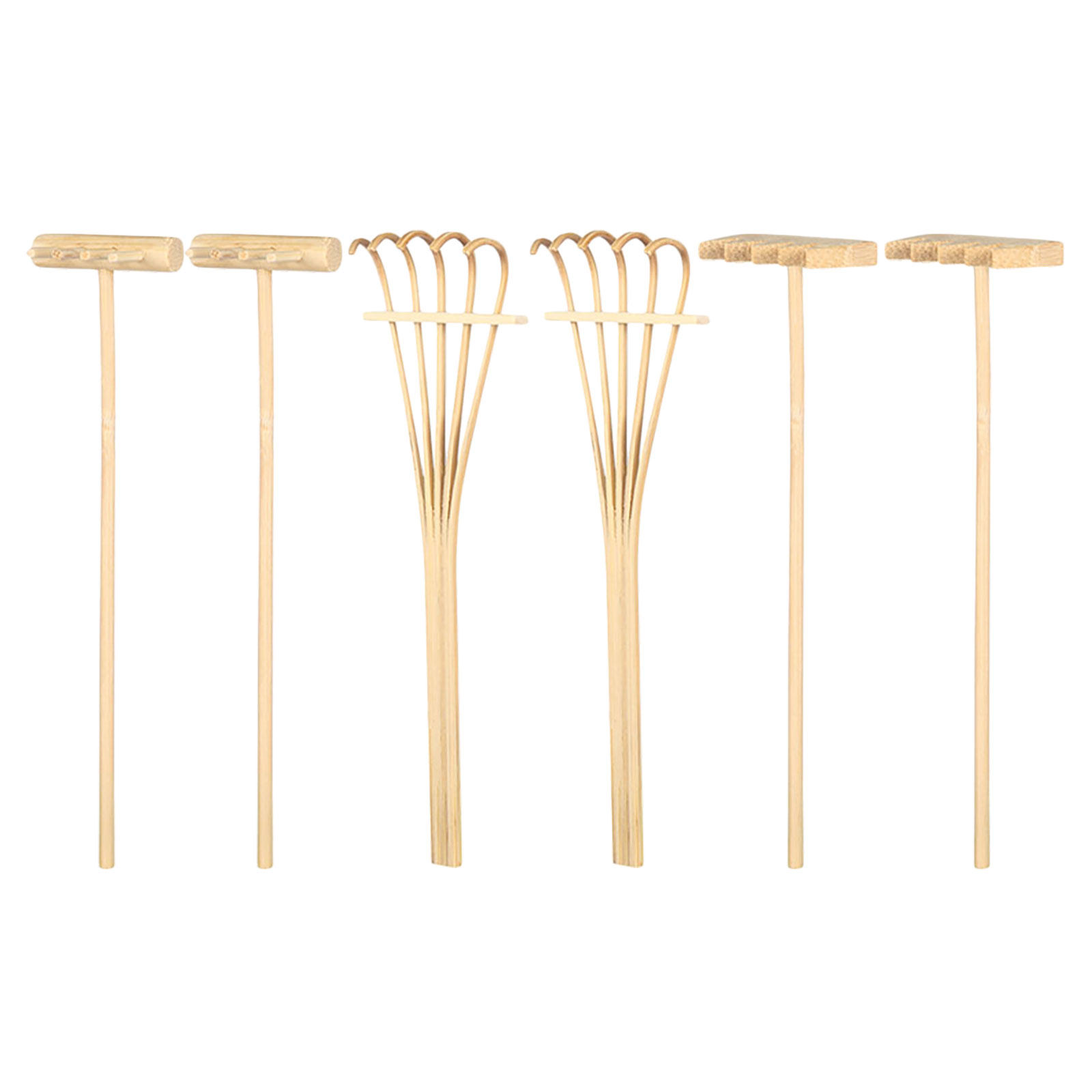Zen Gardening Tools - ชุดคราดทรายขนาดเล็ก 6 ชิ้น อุปกรณ์ตกแต่งกระบะทรายบนโต๊ะทำงาน ทำจากไม้ไผ่ อุปกรณ์สร้างสรรค์สำหรับวาดภาพทราย