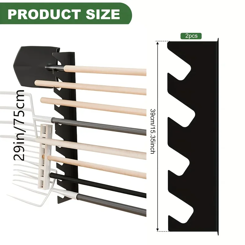 Gardening Tools Hoe - ที่แขวนอุปกรณ์ทำสวนโลหะแบบหนาพิเศษ พร้อมที่เก็บพลั่วและคราด ติดผนัง จัดระเบียบอุปกรณ์ในโรงรถ รุ่น DDPNKL