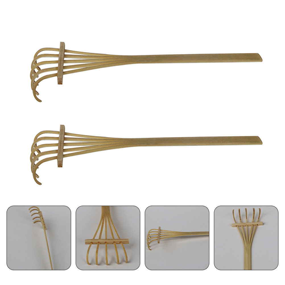 Zen Gardening Tools - อุปกรณ์เสริมสำหรับโต๊ะทรายฟาร์ม 2 ชิ้น คราดไม้ไผ่ขนาดเล็กสำหรับตกแต่งสวนเซน โต๊ะทรายตั้งโต๊ะ คราดสวนขนาดเล็ก