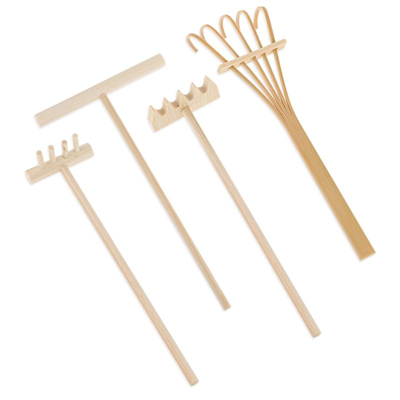 Zen Gardening Tools - ชุดเครื่องมือคราดสวน AEE4-Zen - คราดทรายขนาดเล็ก 4 ชิ้นสำหรับสวนเซนบนโต๊ะทำงาน