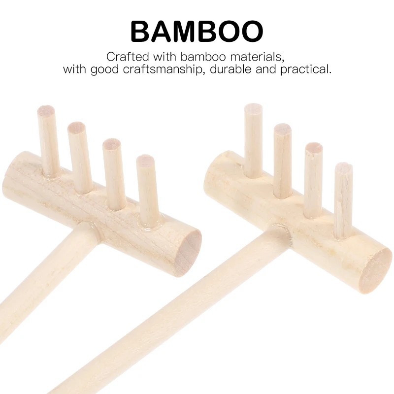 Zen Gardening Tools - ชุดคราดไม้ไผ่ขนาดเล็ก 6 ชิ้น สำหรับสวนเซน โต๊ะทำงาน เฟิงชุย