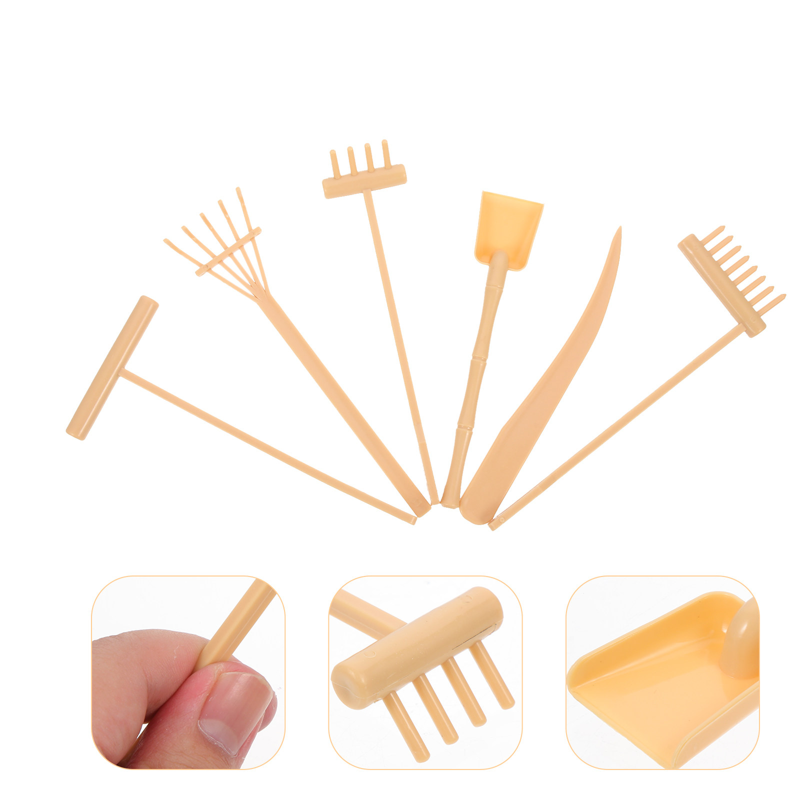 Zen Gardening Tools - ชุดเครื่องมือจัดสวนเซน 6 ชิ้น พร้อมคราดขนาดเล็ก อุปกรณ์ตกแต่งสวนเซนบนโต๊ะ ช่วยผ่อนคลายความเครียด