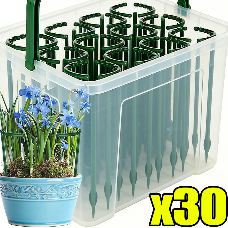 Gardening Tools Hoe - เสาค้ำต้นไม้พลาสติกแบบครึ่งวงกลม 30-1 ชิ้น พร้อมโครงยึดสำหรับจัดสวน ปลูกดอกไม้ ไม้เลื้อย