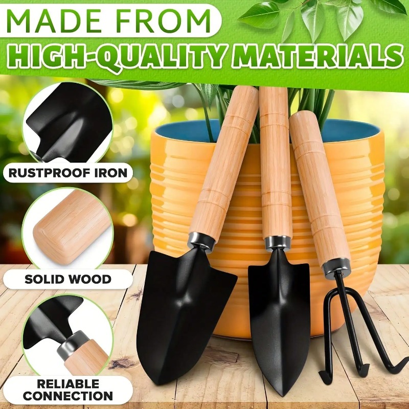 Gardening Tools Hoe - ชุดเครื่องมือทำสวนขนาดเล็ก 3 ชิ้น/1 ชุด ชุดเครื่องมือทำสวนแบบพกพาพร้อมด้ามจับ พลั่ว