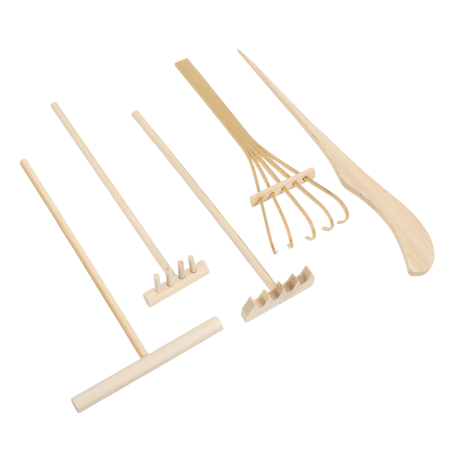 Zen Gardening Tools - ชุด 5 ชิ้น ไม้พายจัดทรายขนาดเล็กทำจากไม้ไผ่ สำหรับการวาดทราย ศิลปะเซน