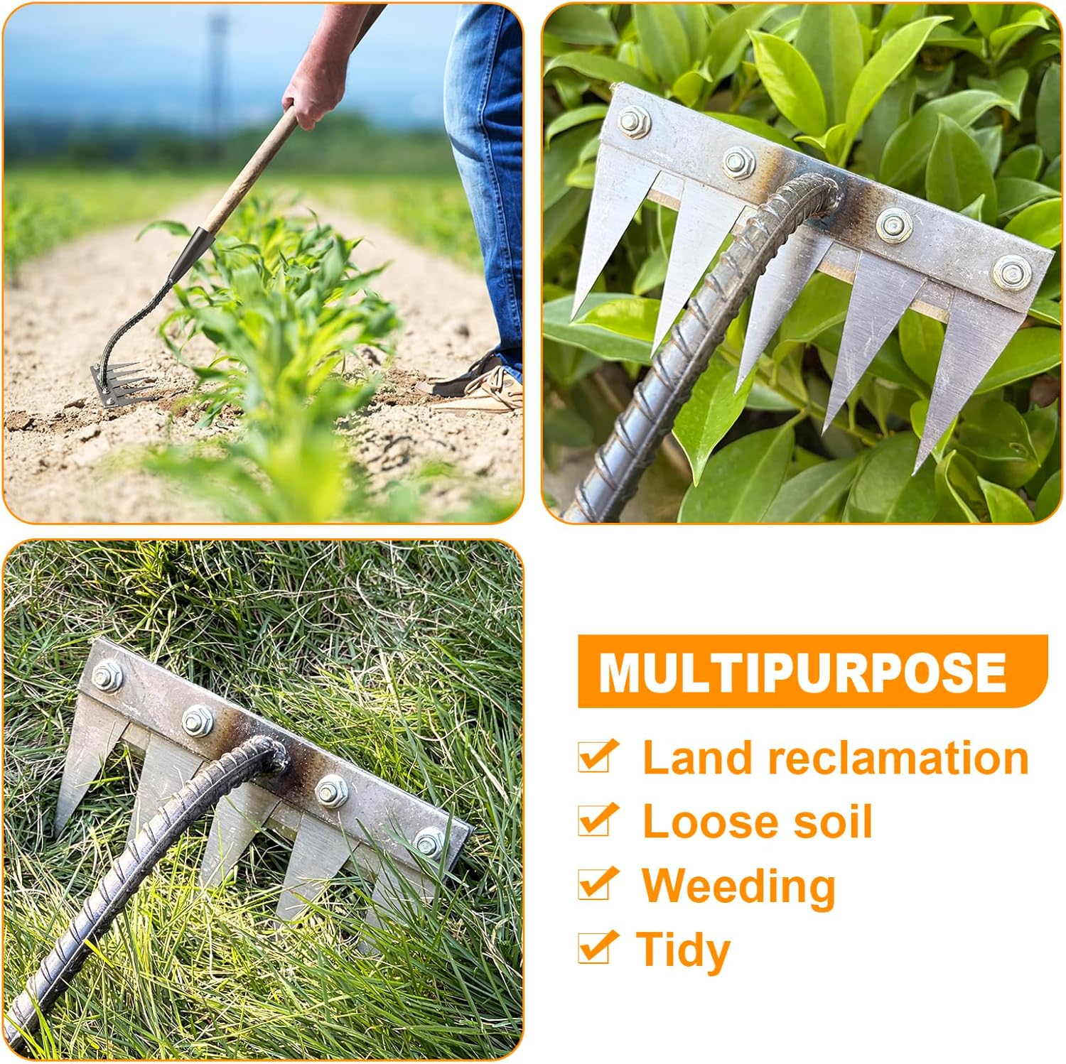 5/6/7/8 ฟันเหล็กสวน Hoe Weedin - Gardening Tools Hoe บทวิจารณ์และราคา