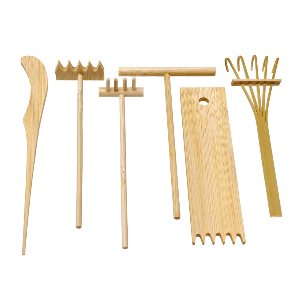 ชุดเครื่องมือคราดทรายไม้ไผ่ 6  - Zen Gardening Tools บทวิจารณ์และราคา