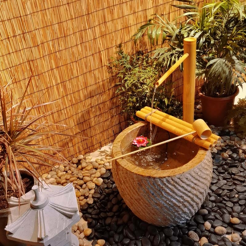อ่างหินจิงลู่ไม้ไผ่ญี่ปุ่น น้ำ - Zen Gardening Tools บทวิจารณ์และราคา