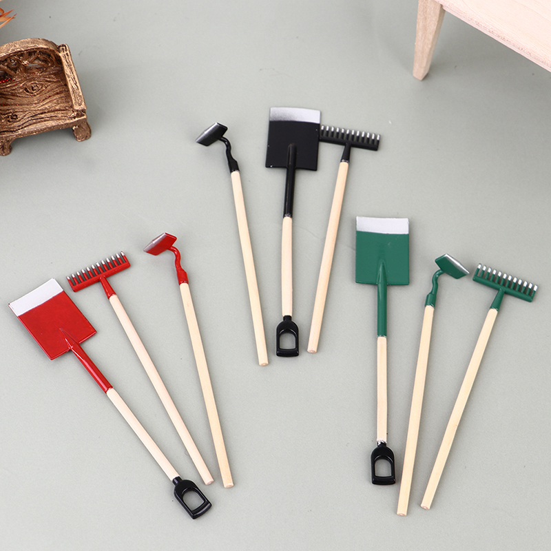 3ชิ้นบ้านตุ๊กตา1:12ขนาดเล็กพลั - Gardening Tools Hoe บทวิจารณ์และราคา