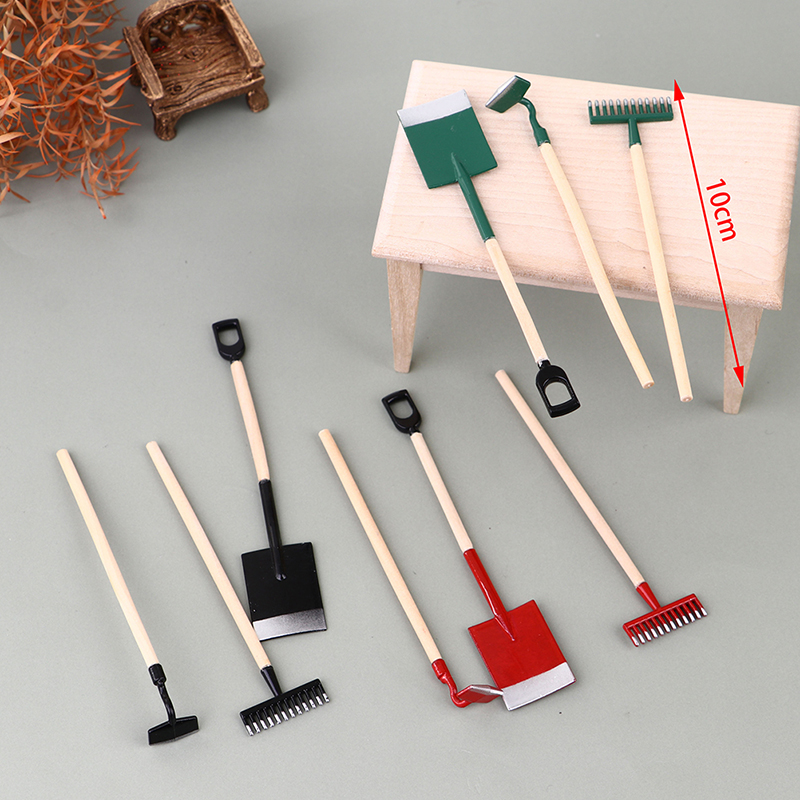 3ชิ้นบ้านตุ๊กตา1:12ขนาดเล็กพลั - Gardening Tools Hoe บทวิจารณ์และราคา