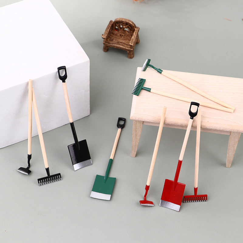 3ชิ้นบ้านตุ๊กตา1:12ขนาดเล็กพลั - Gardening Tools Hoe บทวิจารณ์และราคา